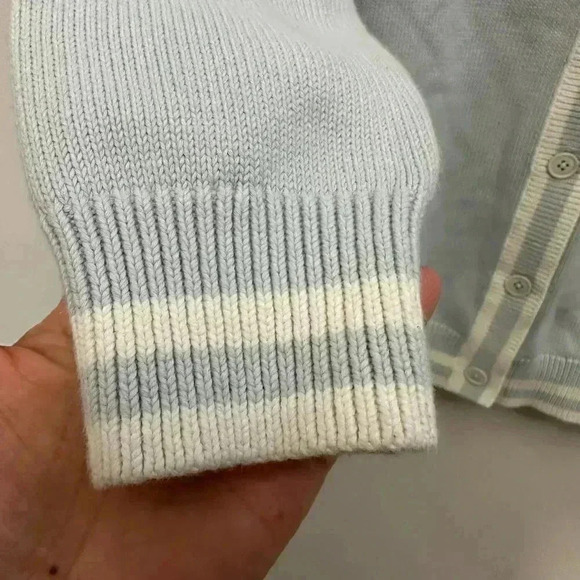 Sunday Best Lamora V-Neck Striped Button Front Cardigan Varsity Preppy Blue Sz S - Picture 3 of 16